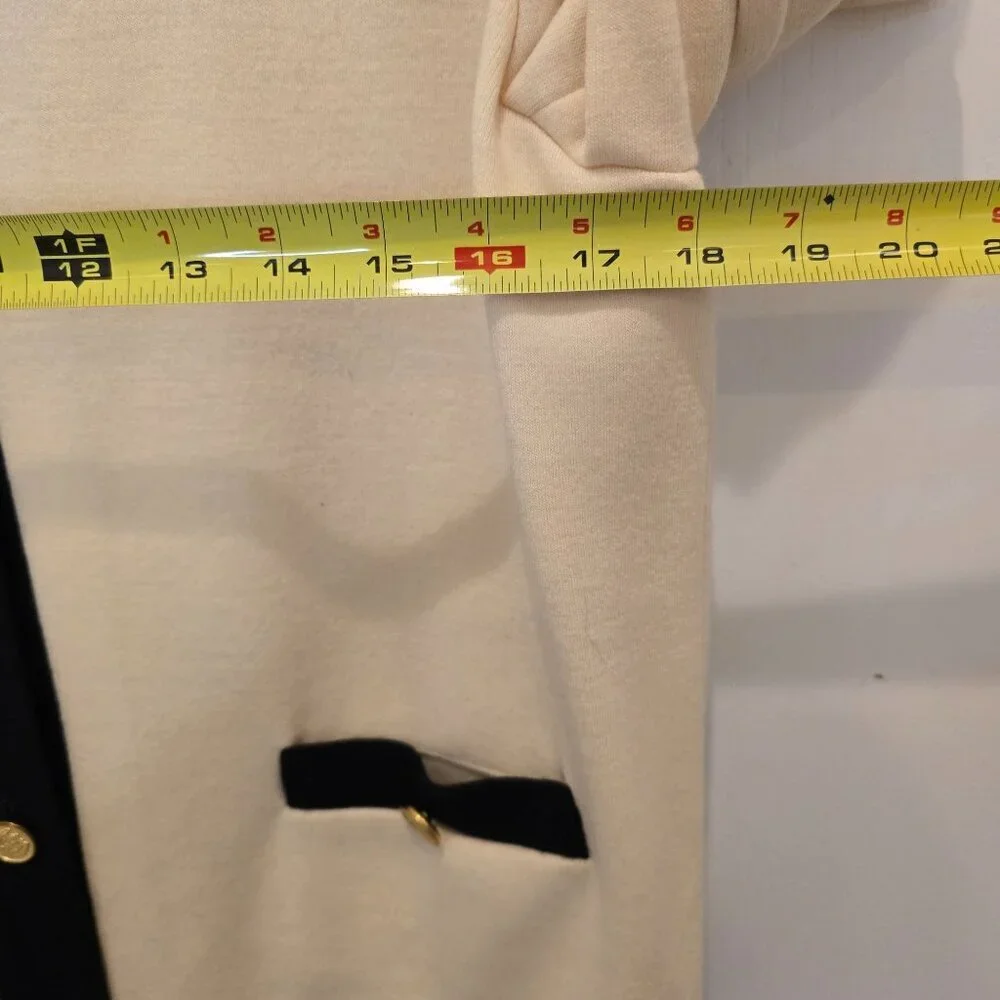 Vintage Bleyle Cream & Black Cardigan Sweater 100% Pure Wool Women's - Picture 12 of 13
